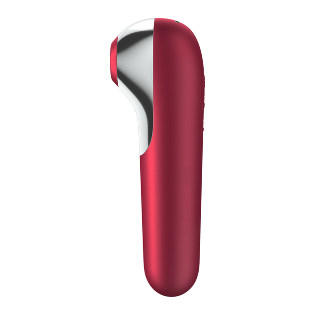 SATISFYER - DUAL LOVE VIBRATOR AND SUCTION CUP WITH PULSATED AIR RED
