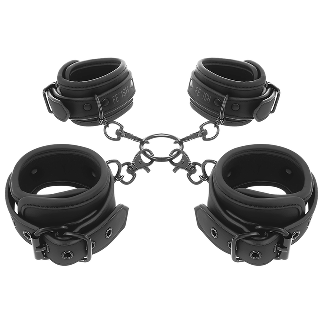 FETISH SUBMISSIVE - JUEGO DE ESPOSAS PARA MANOS Y TOBILLOS CON FORRO DE NOPRENE