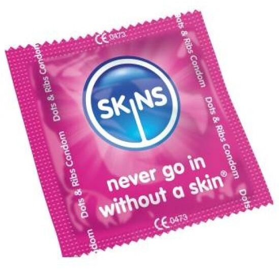 SKINS - CONDOMS DOTS &amp; STRIPS POUCHES 500 UNITS
