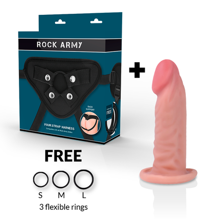 ROCKARMY - GURT + DUAL DENSITY TIGER REALISTISCHER DILDO 14 CM -O- 4.46 CM