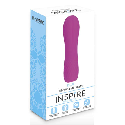 Lila silikon vibrierender stimulator in inspire essential verpackung für persönliche stimulierung