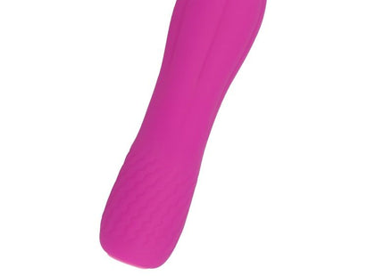 Ein schlanker, lebhafter pinker silikon-vibrationsspielzeug mit glattem, ergonomischem design namens inspire essential - ellie purple