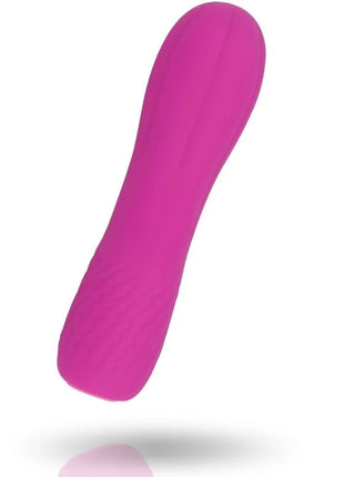 Ein schlanker, lebhafter pinker silikon-vibrationsspielzeug mit glattem, ergonomischem design namens inspire essential - ellie purple
