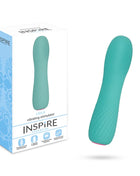 Teal silikon vibrierender stimulator mit strukturierter oberfläche und rosa spitze modell Leila von Inspire Essential