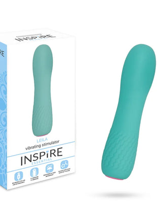 Teal silikon vibrierender stimulator mit strukturierter oberfläche und rosa spitze modell Leila von Inspire Essential
