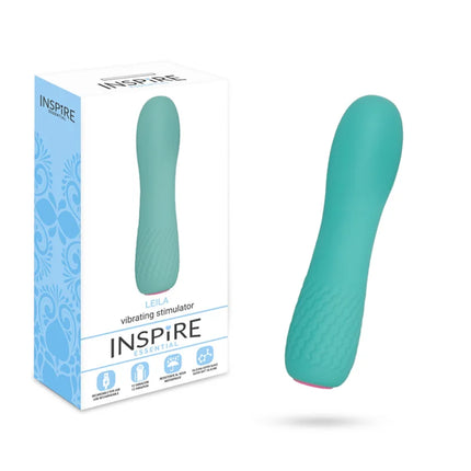 Teal silikon vibrierender stimulator mit strukturierter oberfläche und rosa spitze modell Leila von Inspire Essential