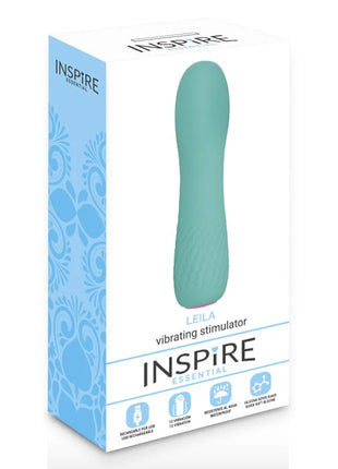 Tealfarbener, elegant geschwungener leila vibrator stimulator von inspire essential im modell leila turquoise