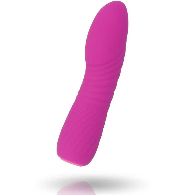 Vibrant rosa silikon vibrato mit strukturierten rillen am körper in inspire essential myla purple