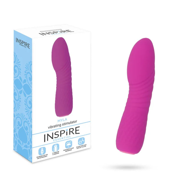 Vibrierender stimulator inspire essential myla purple in leuchtendem pink aus silikon mit ergonomischem design und glatter oberfläche