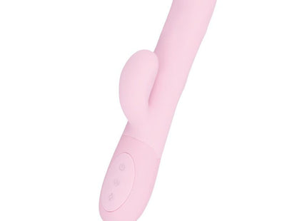 Rosa silikon vibrator in kaninform mit drei steuerungsknöpfen am griff inspire sense gabriella pink