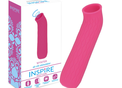 Pink silikon luftklitorisstimulator mit strukturierter oberfläche und gebogenem design inspire suction winter pink
