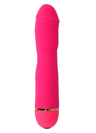 Vibranter rosa silikonvibrator intense airon mit goldfarbenem metallband und 20 geschwindigkeiten