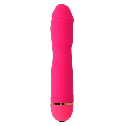 Vibranter rosa silikonvibrator intense airon mit goldfarbenem metallband und 20 geschwindigkeiten