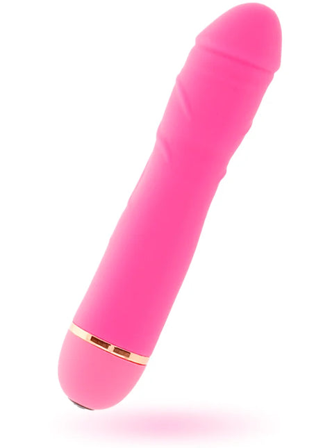 Pinkes silikon vibrator toy mit goldfarbenem metallband und 20 geschwindigkeiten für intensive stimulation
