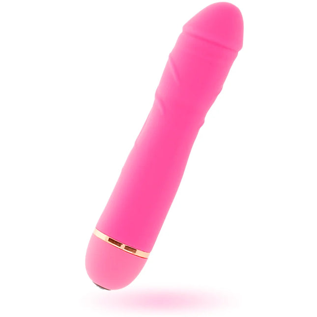 Pinkes silikon vibrator toy mit goldfarbenem metallband und 20 geschwindigkeiten für intensive stimulation