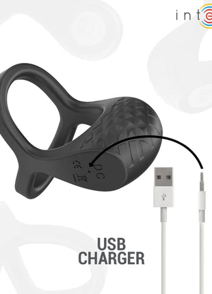INTENSE - ALEX VIBRATOR DOPPEL-PENISRING 10 VIBRATIONEN SCHWARZ - Penisring mit Vibration