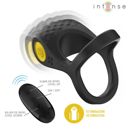 INTENSE - ALEX VIBRATOR DOPPEL-PENISRING 10 VIBRATIONEN SCHWARZ - Penisring mit Vibration