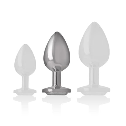 INTENSE - ALUMINIUM-METALL-ANALSPLUG MIT SILBERNEM KRISTALL GRÖSSE M - Analplug