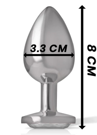 INTENSE - ALUMINIUM-METALL-ANALSPLUG MIT SILBERNEM KRISTALL GRÖSSE M - Analplug