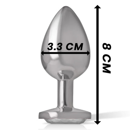 INTENSE - ALUMINIUM-METALL-ANALSPLUG MIT SILBERNEM KRISTALL GRÖSSE M - Analplug