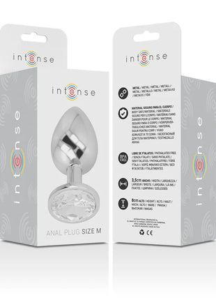 INTENSE - ALUMINIUM-METALL-ANALSPLUG MIT SILBERNEM KRISTALL GRÖSSE M - Analplug