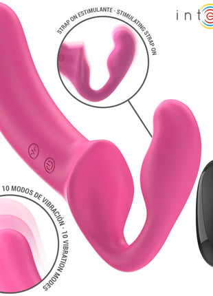 Rosafarbener intense amy doppelvibrator 20 cm mit fernbedienung und dualer vibratory funktion