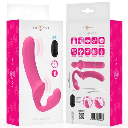 Intense amy doppellibrator 20 cm rosa mit intensivem vibraeffekt und glatter silikonoberflaeche