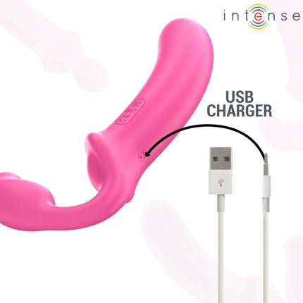 Pink silikon doppelvibrator intense amy 20 cm mit usb ladegerät und fernbedienung