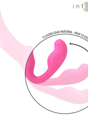 Pink silikon doppellib vibrator 20 cm mit flexiblem gebogenem design und mehrfach texturierten oberflächen rosa fernbedienung