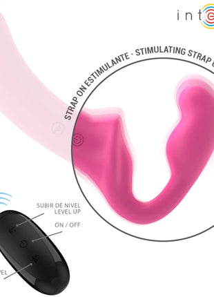 Rosa silikon strap-on doppelvibrator intense amy 20 cm mit passender schwarzer fernbedienung