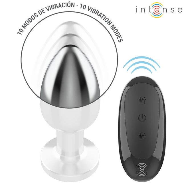 INTENSE - ANAL PLUG 10 VIBRATIONEN METALL MIT FERNBEDIENUNG L - Analplug
