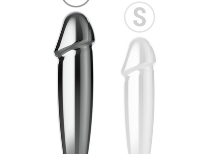 Intense anal plug metall dildo m mit fernbedienung in silber mit glatter polierter oberfläche und abgerundetem grund