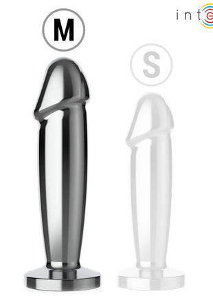 Intense anal plug metall dildo m mit fernbedienung in silber mit glatter polierter oberfläche und abgerundetem grund