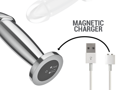 Intense anal plug metall dildo mit fernbedienung und silbernem magnetischem ladekabel