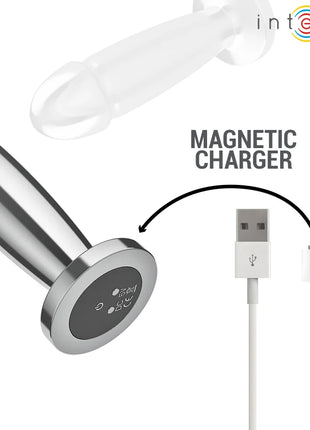 Intense anal plug metall dildo mit fernbedienung und silbernem magnetischem ladekabel