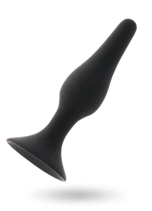 Intense anal stufe 1 10,5cm schwarzer silikon-analplug mit ergonomischem, spitz zulaufendem design und abgewinkelter basis