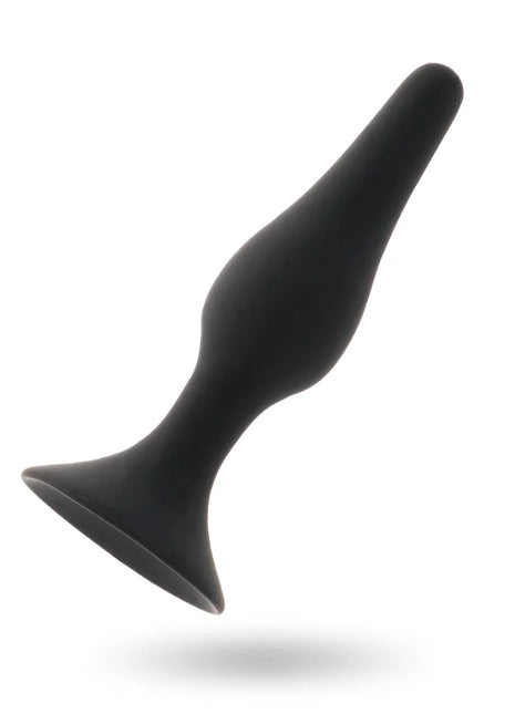 Intense anal stufe 1 10,5cm schwarzer silikon-analplug mit ergonomischem, spitz zulaufendem design und abgewinkelter basis