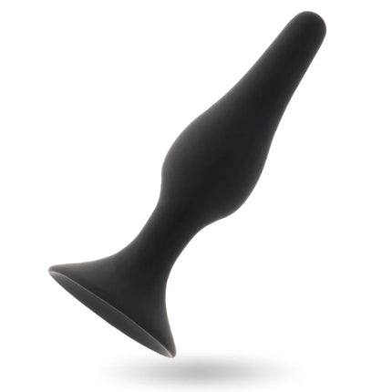 Schwarzer silikon analplug intense stufe 3 mit 12,5 cm länge, tapered design und breiter sicherer basis