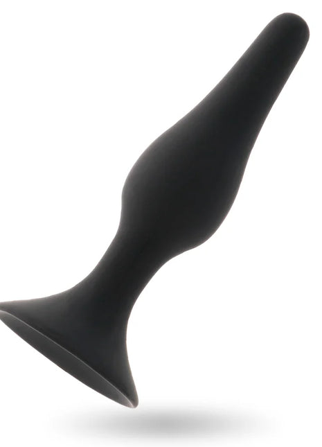 Schwarzer silikon analplug intense stufe 3 mit 12,5 cm länge, tapered design und breiter sicherer basis