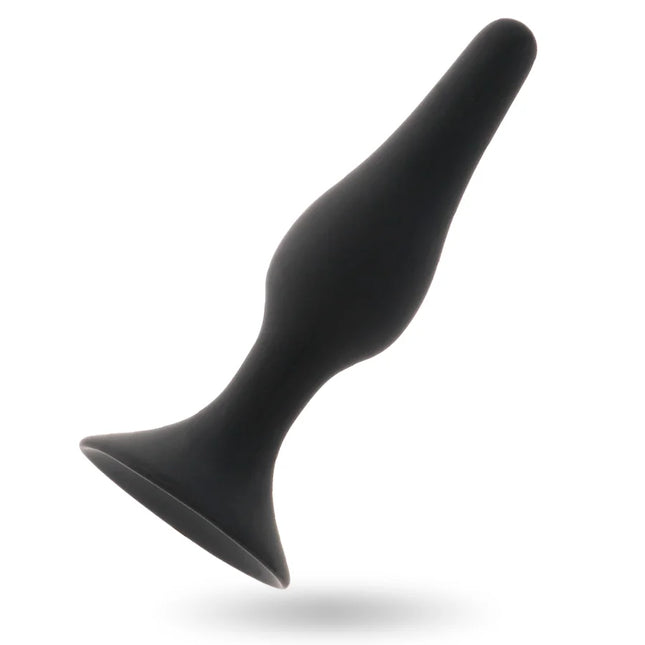 Schwarzer silikon analplug intense stufe 3 mit 12,5 cm länge, tapered design und breiter sicherer basis