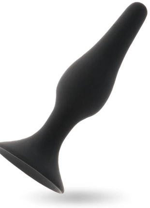 Schwarzer silikon analplug intense anal stufe 4 15,5 cm mit tapered, glattem design und verbreiterter basis