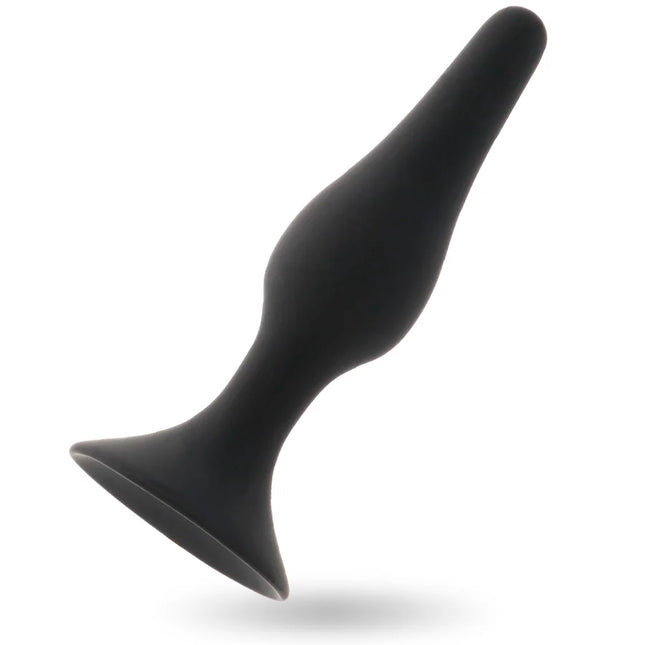 Schwarzer silikon analplug intense anal stufe 4 15,5 cm mit tapered, glattem design und verbreiterter basis