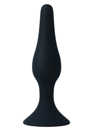 Schwarzer silikon analplug intense anal stufe 4 mit ergonomischem tapered design und flared base 15,5 cm