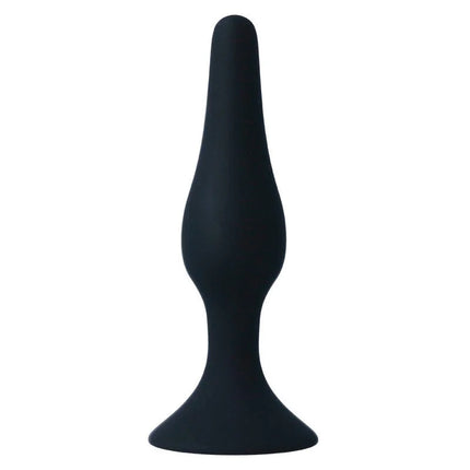 Schwarzer silikon analplug intense anal stufe 4 mit ergonomischem tapered design und flared base 15,5 cm