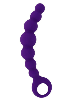 Intense analperlen maxflieder purple silicone anal plug with ring base and rounded beads along its length