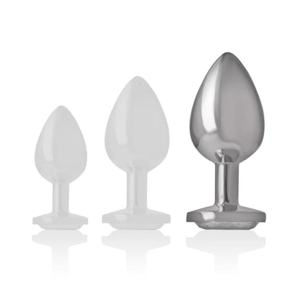 INTENSE - ANALPLUG AUS ALUMINIU MMETALL MIT SILBERNEM KRISTALL GRÖSSE L - Analplug