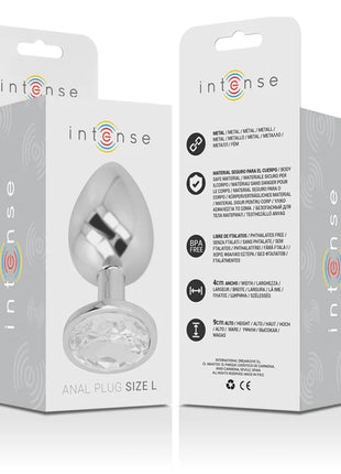 INTENSE - ANALPLUG AUS ALUMINIU MMETALL MIT SILBERNEM KRISTALL GRÖSSE L - Analplug