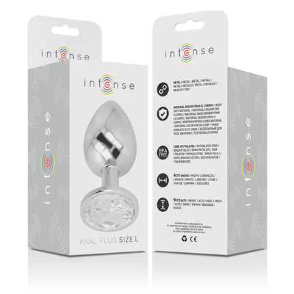 INTENSE - ANALPLUG AUS ALUMINIU MMETALL MIT SILBERNEM KRISTALL GRÖSSE L - Analplug