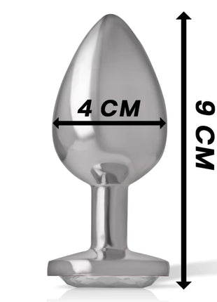 INTENSE - ANALPLUG AUS ALUMINIU MMETALL MIT SILBERNEM KRISTALL GRÖSSE L - Analplug