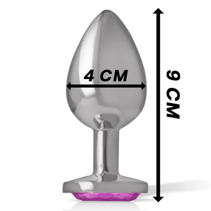 INTENSE - ANALPLUG AUS ALUMINIUMMETALL MIT ROSA KRISTALL GRÖSSE L - Analplug